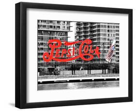 Pepsi Cola Bottling Sign, Long Island City, New York, United States, Black and White Photography-Philippe Hugonnard-Framed Photographic Print