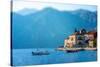 Perast City in Kotor Bay on the Sunset with Beautiful Mountains and Boat Floating in Montenegro-RossHelen-Stretched Canvas