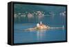 Perast, Montenegro. Bay of Kotor. The artificial island of Our Lady of the Rock.-null-Framed Stretched Canvas