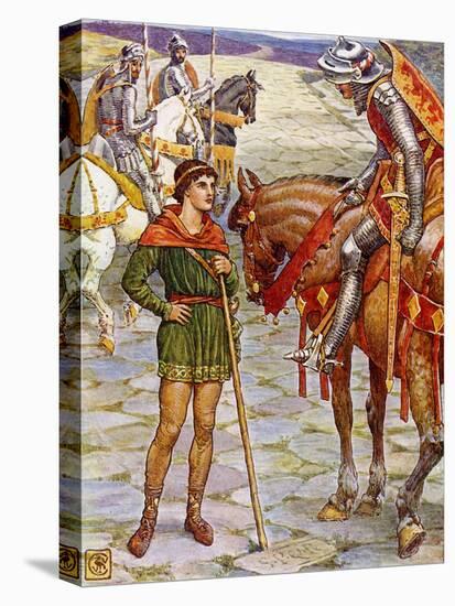 Perceval and Sir Owen in King Arthur's Knights-Walter Crane-Stretched Canvas
