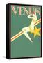 Perched Art Deco Venus-null-Framed Stretched Canvas