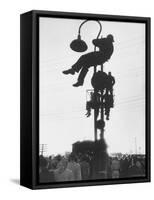 Perched on a Railroad Signal Youths Waiting to See a Glimpse of Adlai E. Stevenson-Cornell Capa-Framed Stretched Canvas