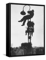 Perched on a Railroad Signal Youths Waiting to See a Glimpse of Adlai E. Stevenson-Cornell Capa-Framed Stretched Canvas