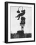 Perched on a Railroad Signal Youths Waiting to See a Glimpse of Adlai E. Stevenson-Cornell Capa-Framed Premium Photographic Print