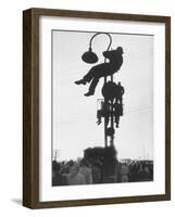 Perched on a Railroad Signal Youths Waiting to See a Glimpse of Adlai E. Stevenson-Cornell Capa-Framed Photographic Print