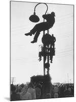 Perched on a Railroad Signal Youths Waiting to See a Glimpse of Adlai E. Stevenson-Cornell Capa-Mounted Photographic Print