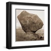 Perched Rock, Rocker Creek, Arizona, with sitting man, 1872-William H^ Bell-Framed Art Print