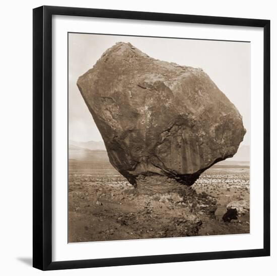 Perched Rock, Rocker Creek, Arizona, with sitting man, 1872-William H^ Bell-Framed Art Print