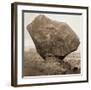 Perched Rock, Rocker Creek, Arizona, with sitting man, 1872-William H^ Bell-Framed Art Print