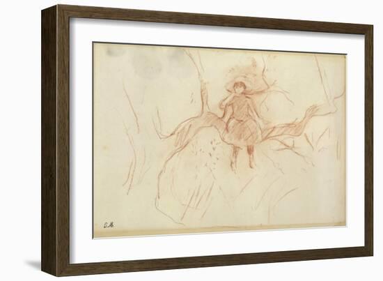 Perching in the Tree, 1889 (Red Chalk on Paper)-Berthe Morisot-Framed Giclee Print