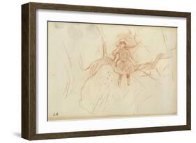 Perching in the Tree, 1889 (Red Chalk on Paper)-Berthe Morisot-Framed Giclee Print