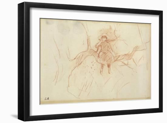 Perching in the Tree, 1889 (Red Chalk on Paper)-Berthe Morisot-Framed Giclee Print