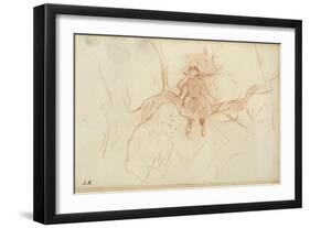 Perching in the Tree, 1889 (Red Chalk on Paper)-Berthe Morisot-Framed Giclee Print