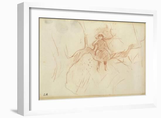 Perching in the Tree, 1889 (Red Chalk on Paper)-Berthe Morisot-Framed Giclee Print