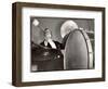 Percussionist Ruben Katz Playing the Bass Drum in the New York Philharmonic-Margaret Bourke-White-Framed Photographic Print
