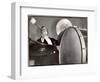 Percussionist Ruben Katz Playing the Bass Drum in the New York Philharmonic-Margaret Bourke-White-Framed Photographic Print