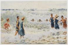 Swimmers Enjoying the Breakers on an Australian Beach-Percy F.s. Spence-Art Print