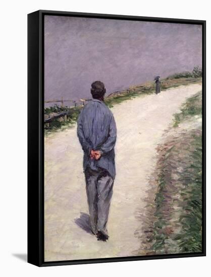 Pere Magloire on the Road to Saint-Clair, Etretat, 1884-Gustave Caillebotte-Framed Stretched Canvas