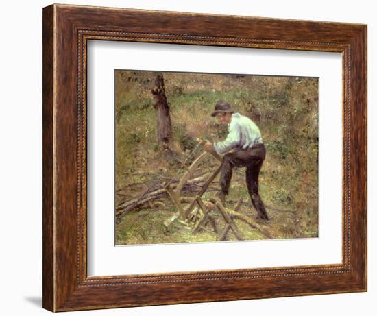 Pere Melon Sawing Wood, Pontoise, 1879-Camille Pissarro-Framed Giclee Print