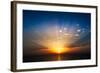 Perfect Sunrise on the Sea, with Radiant Rays of Sun over a Warm Colourful Horizont.-Roberto Caucino-Framed Photographic Print