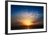 Perfect Sunrise on the Sea, with Radiant Rays of Sun over a Warm Colourful Horizont.-Roberto Caucino-Framed Photographic Print