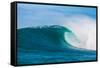 Perfect Wave-Beautiful blue wave breaking over a coral reef, Hawaii-Mark A Johnson-Framed Stretched Canvas