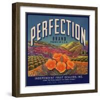 Perfection Brand - Colton, California - Citrus Crate Label-Lantern Press-Framed Art Print