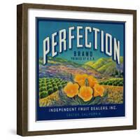 Perfection Orange Label - Colton, CA-Lantern Press-Framed Art Print