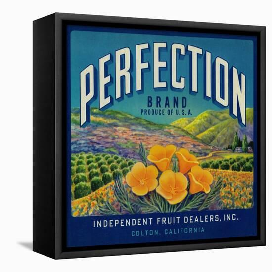 Perfection Orange Label - Colton, CA-Lantern Press-Framed Stretched Canvas