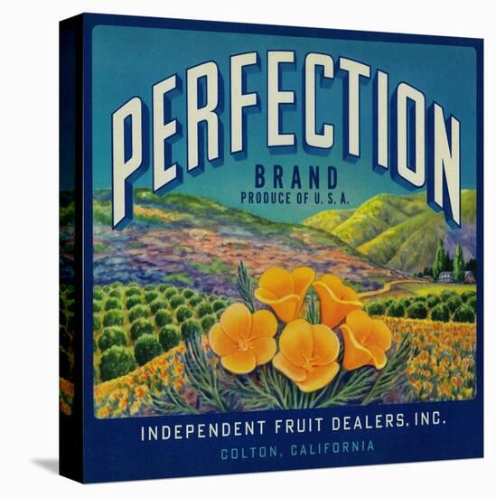 Perfection Orange Label - Colton, CA-Lantern Press-Stretched Canvas