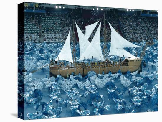 Performance by Theatre Group 'La Fura dels Baus' during opening ceremony, Barcelona Olympics 1992-null-Stretched Canvas