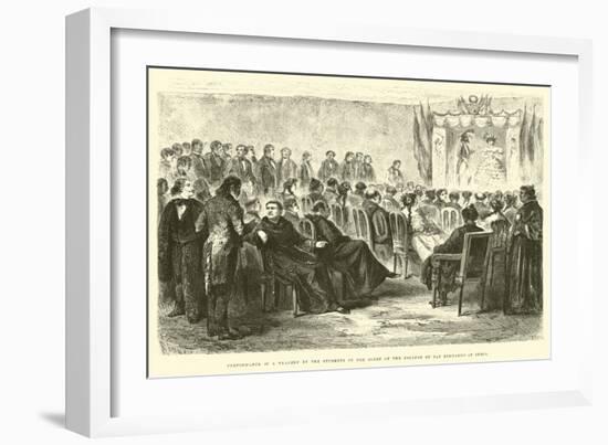 Performance of a Tragedy by the Students in the Court of the College of San Bernardo at Cuzco-Édouard Riou-Framed Giclee Print