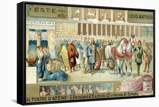 Performance of Aeschylus' Play the Persians in the Theatre of Athens-null-Framed Stretched Canvas