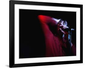 Performer on Stage at Microphone-Phil Sharp-Framed Photographic Print