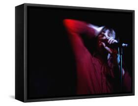 Performer on Stage at Microphone-Phil Sharp-Framed Stretched Canvas