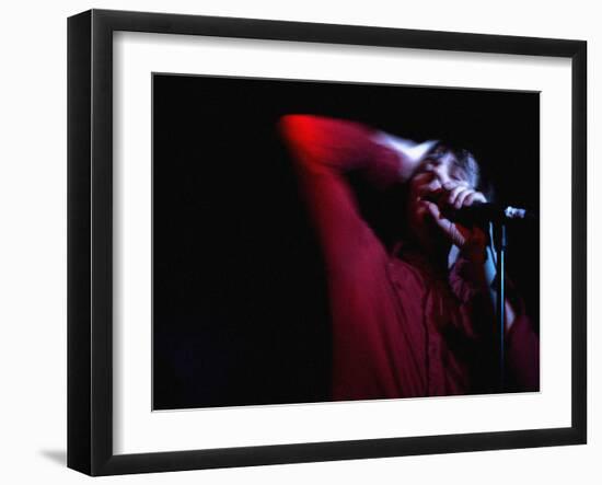 Performer on Stage at Microphone-Phil Sharp-Framed Photographic Print