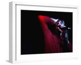 Performer on Stage at Microphone-Phil Sharp-Framed Photographic Print