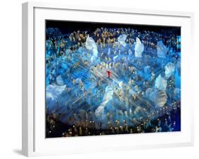 Performers on the Ice During the Opening Ceremonies of the 2002 Winter Olympics in Salt Lake City-null-Framed Photographic Print