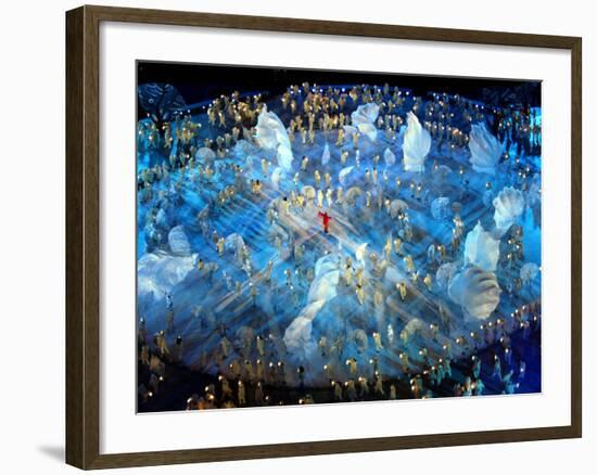 Performers on the Ice During the Opening Ceremonies of the 2002 Winter Olympics in Salt Lake City-null-Framed Photographic Print