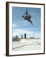 Performing a Bicycle Stunt-null-Framed Premium Photographic Print