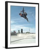 Performing a Bicycle Stunt-null-Framed Premium Photographic Print