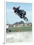 Performing a Bicycle Stunt-null-Framed Photographic Print