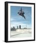 Performing a Bicycle Stunt-null-Framed Photographic Print