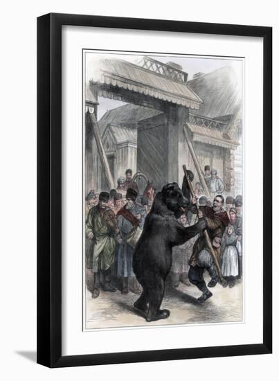 Performing Bear in a Russian Village, 1877-null-Framed Giclee Print