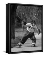 Performing Chimpanzee Zippy Riding on Skates-null-Framed Stretched Canvas