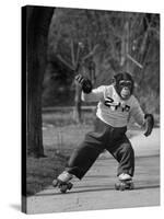 Performing Chimpanzee Zippy Riding on Skates-null-Stretched Canvas
