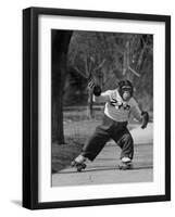 Performing Chimpanzee Zippy Riding on Skates-null-Framed Premium Photographic Print