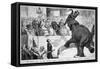 Performing Elephant Entertains the Crowd During a Circus Performance at the Crystal Palace-null-Framed Stretched Canvas