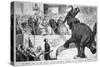 Performing Elephant Entertains the Crowd During a Circus Performance at the Crystal Palace-null-Stretched Canvas