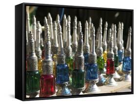 Perfume Bottles, the Souqs of Marrakech, Marrakech, Morocco-Walter Bibikow-Framed Stretched Canvas